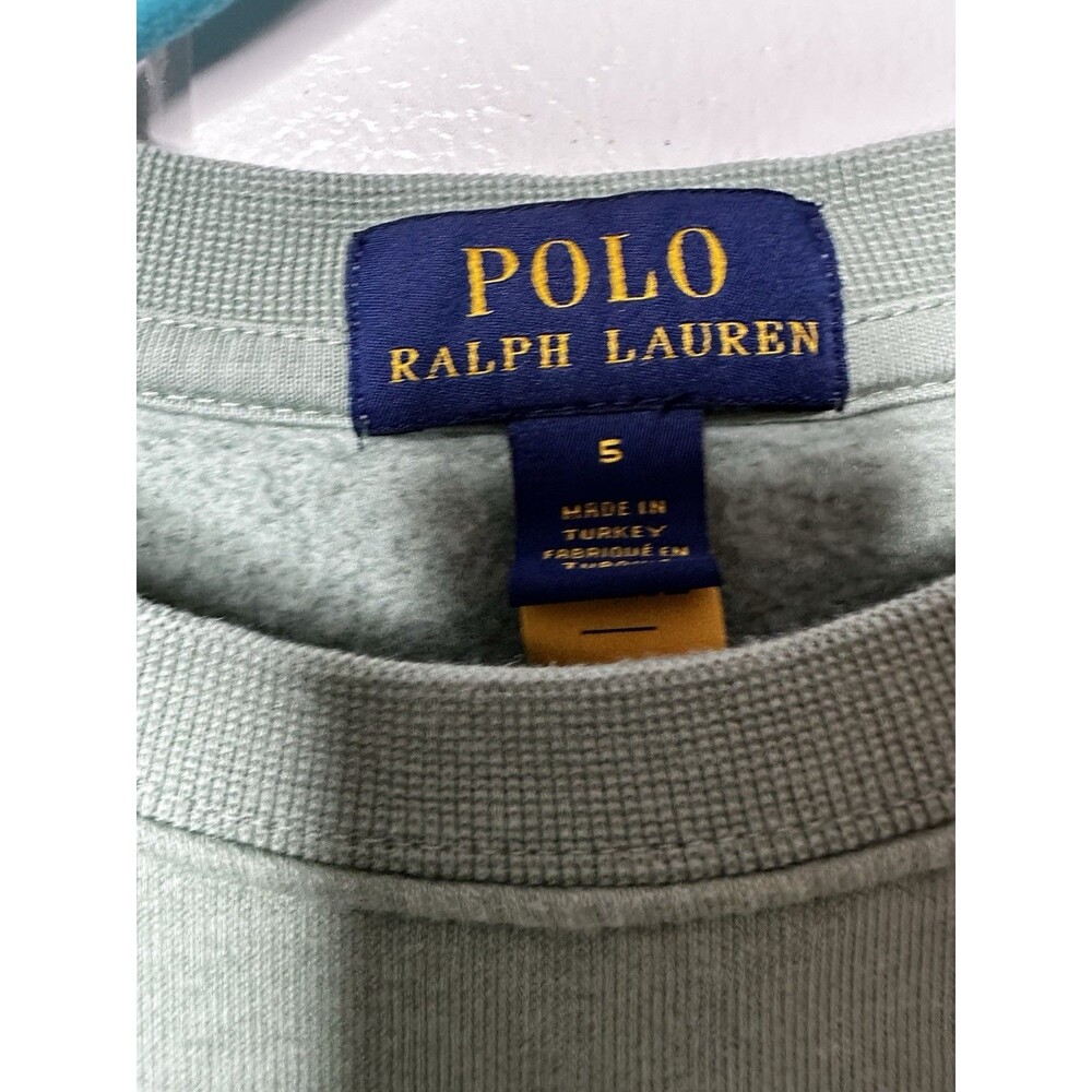 Polo Ralph Lauren Boys Polo Bear Pullover Sweatshirt Green Graphic Print Size 5 - Picture 2 of 3